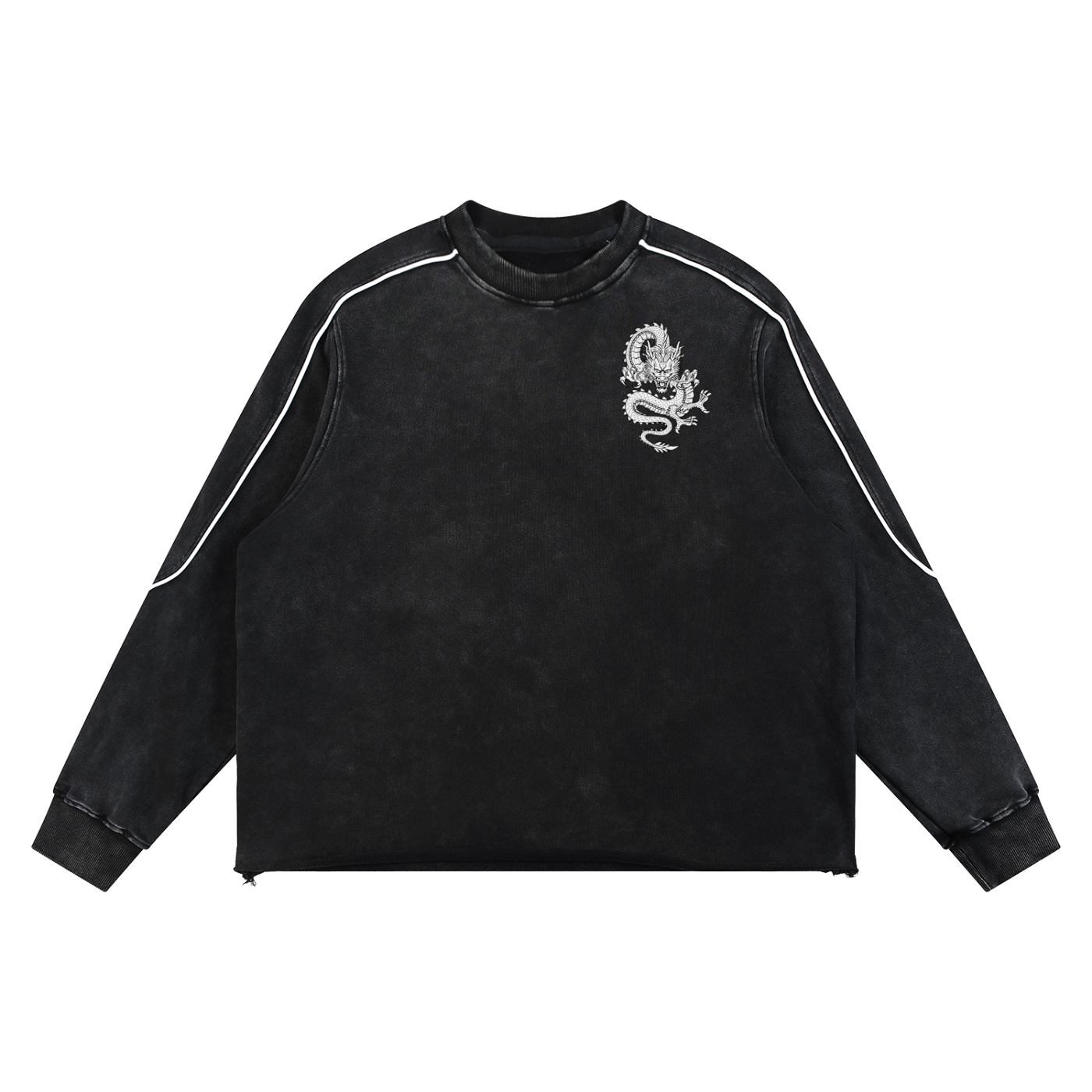 Mineral Wash Piping Raw Hem Sweatshirt