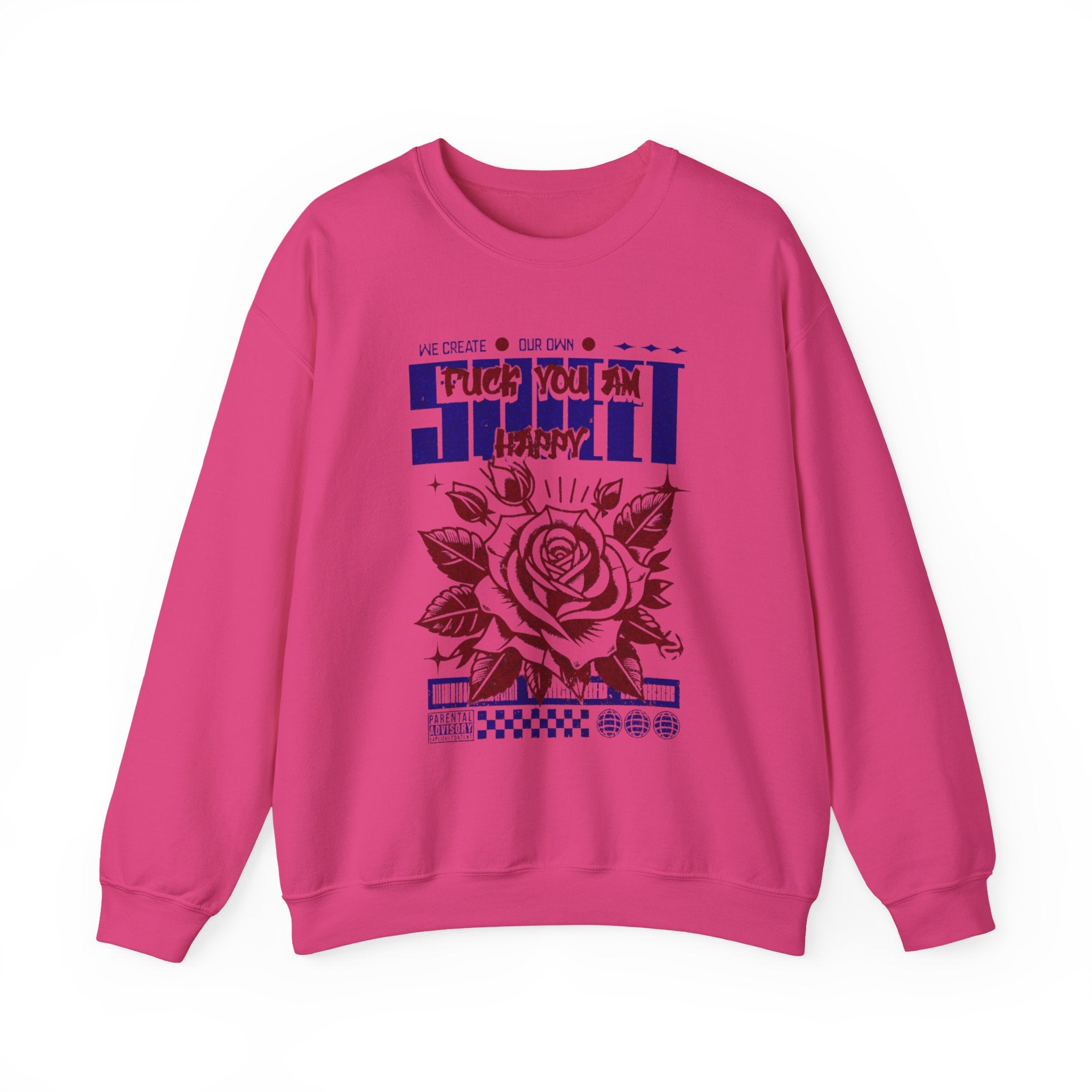 Happy Floral Crewneck Sweatshirt, Unisex Sweatshirt, Cozy Gift, Casual Fashion, Mother’s Day, Autumn Wear, Year-Round Comfort