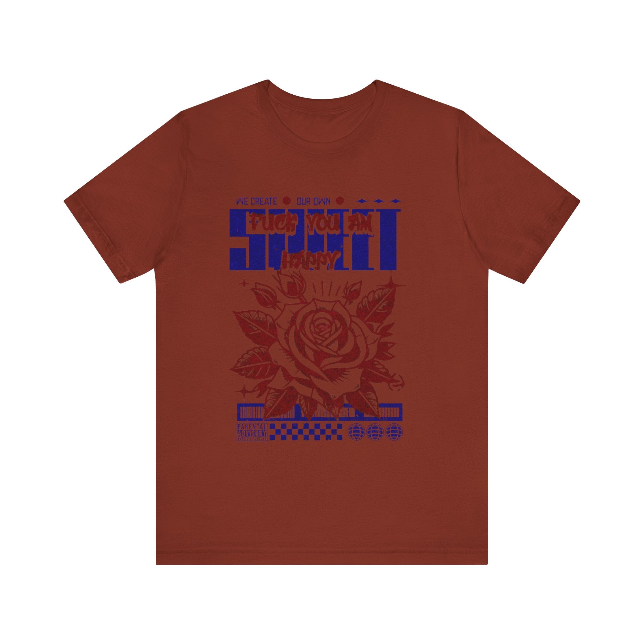 Rose Graphic Tee - 'Fuck You I'm Happy' - Unisex Jersey Short Sleeve T-shirt, Casual Wear, Gift for Friends, Everyday Fashion, [...]