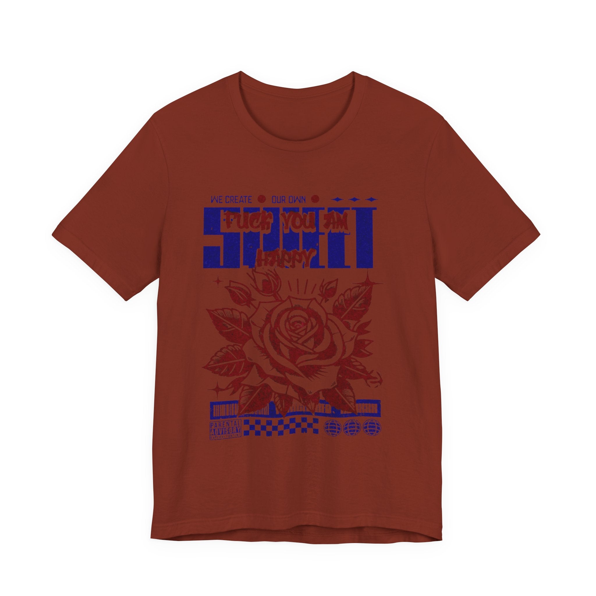 Rose Graphic Tee - 'Fuck You I'm Happy' - Unisex Jersey Short Sleeve T-shirt, Casual Wear, Gift for Friends, Everyday Fashion, [...]