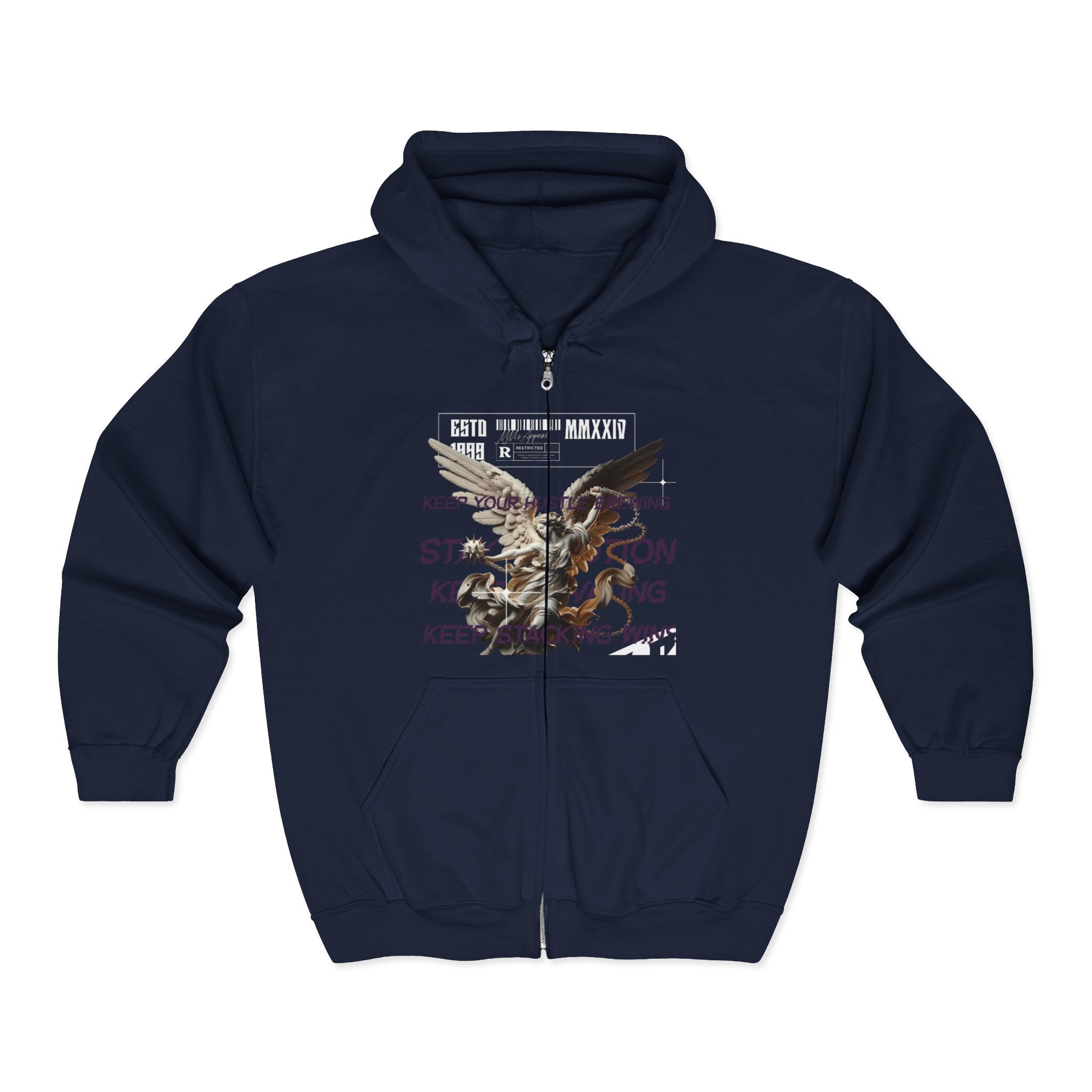 Bold Graphic Unisex Zip Hoodie - Streetwear, Casual Outfit, Gifts for Him/Her, Everyday Comfort, Unique Design