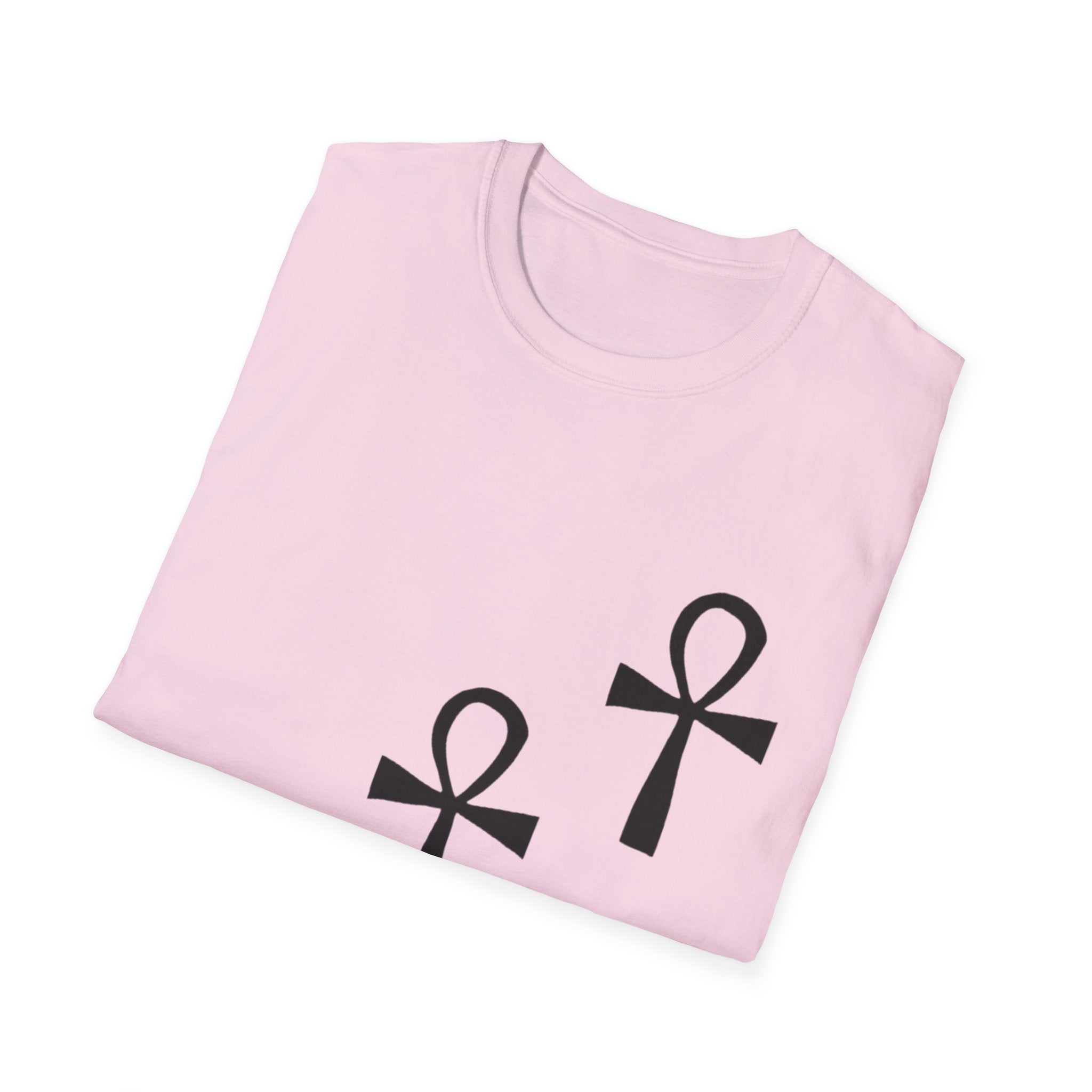 Ankh Symbol Unisex Softstyle T-Shirt, Bohemian Style Tee, Egyptian Themed Apparel, Gift for Spiritual Seekers, Everyday Wear