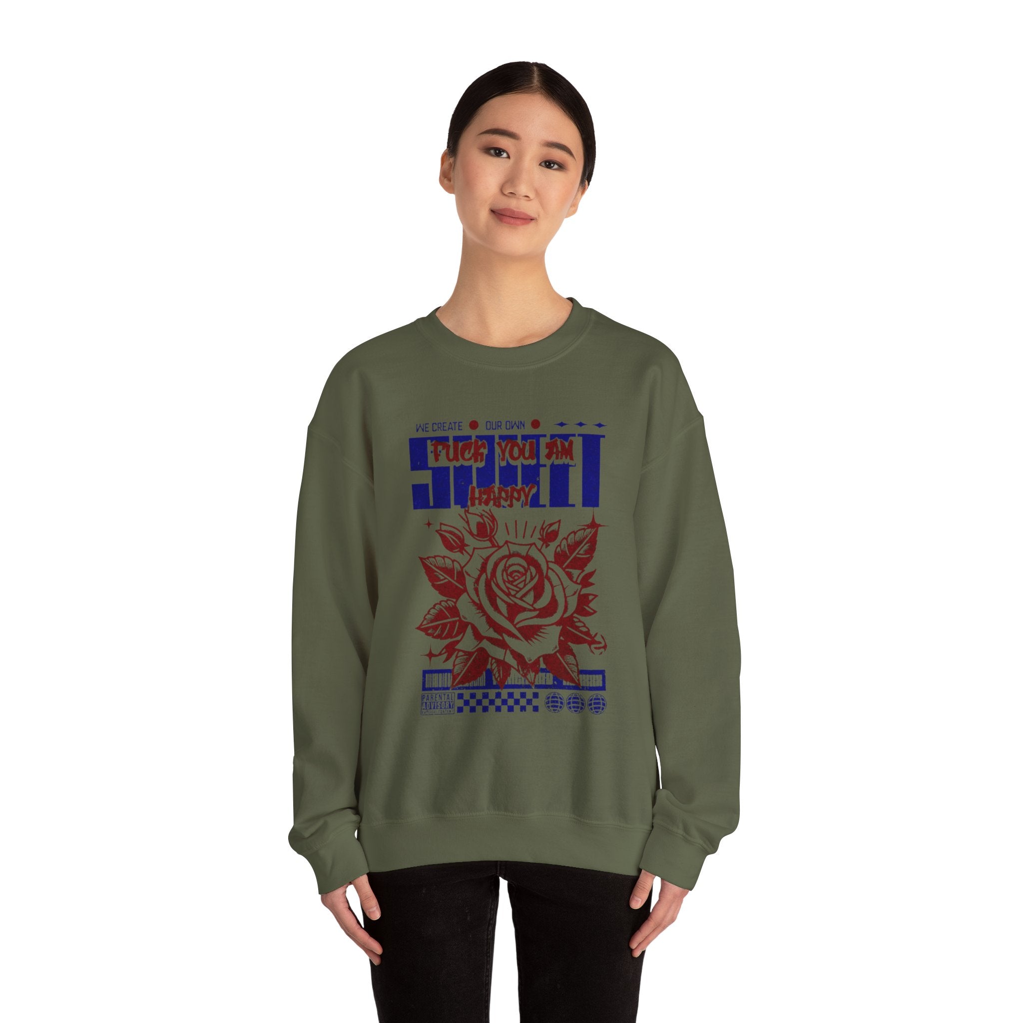 Happy Floral Crewneck Sweatshirt, Unisex Sweatshirt, Cozy Gift, Casual Fashion, Mother’s Day, Autumn Wear, Year-Round Comfort