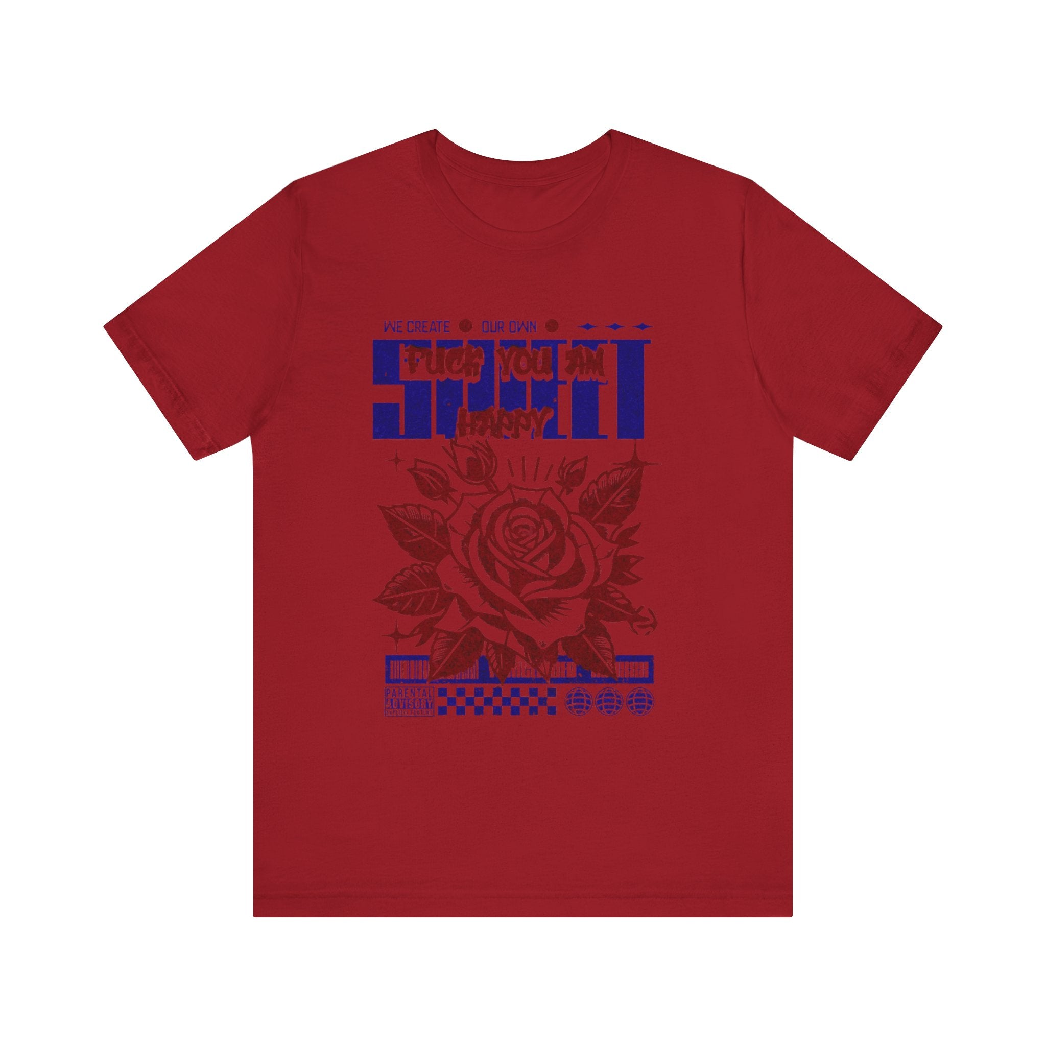 Rose Graphic Tee - 'Fuck You I'm Happy' - Unisex Jersey Short Sleeve T-shirt, Casual Wear, Gift for Friends, Everyday Fashion, [...]