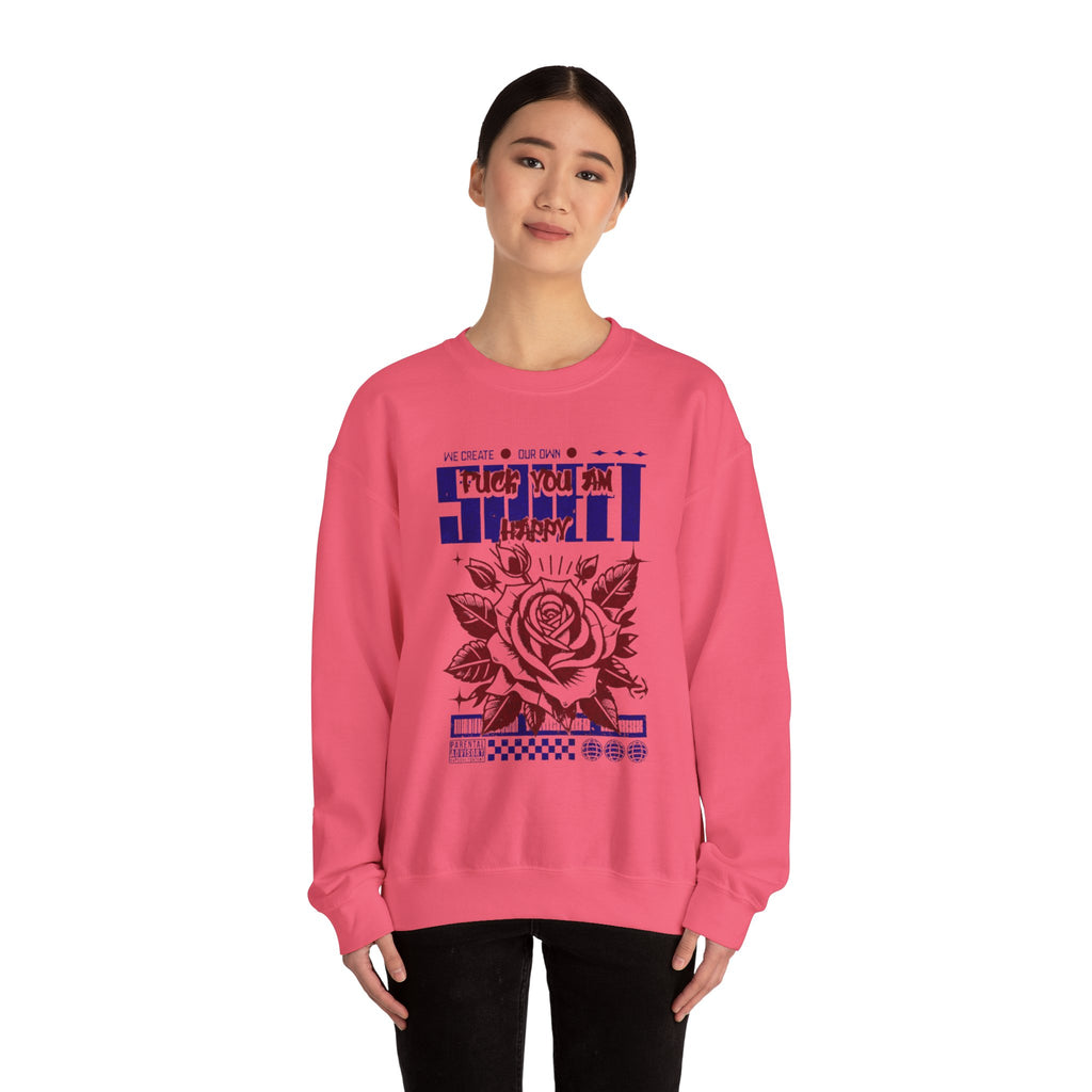 Happy Floral Crewneck Sweatshirt, Unisex Sweatshirt, Cozy Gift, Casual Fashion, Mother’s Day, Autumn Wear, Year-Round Comfort
