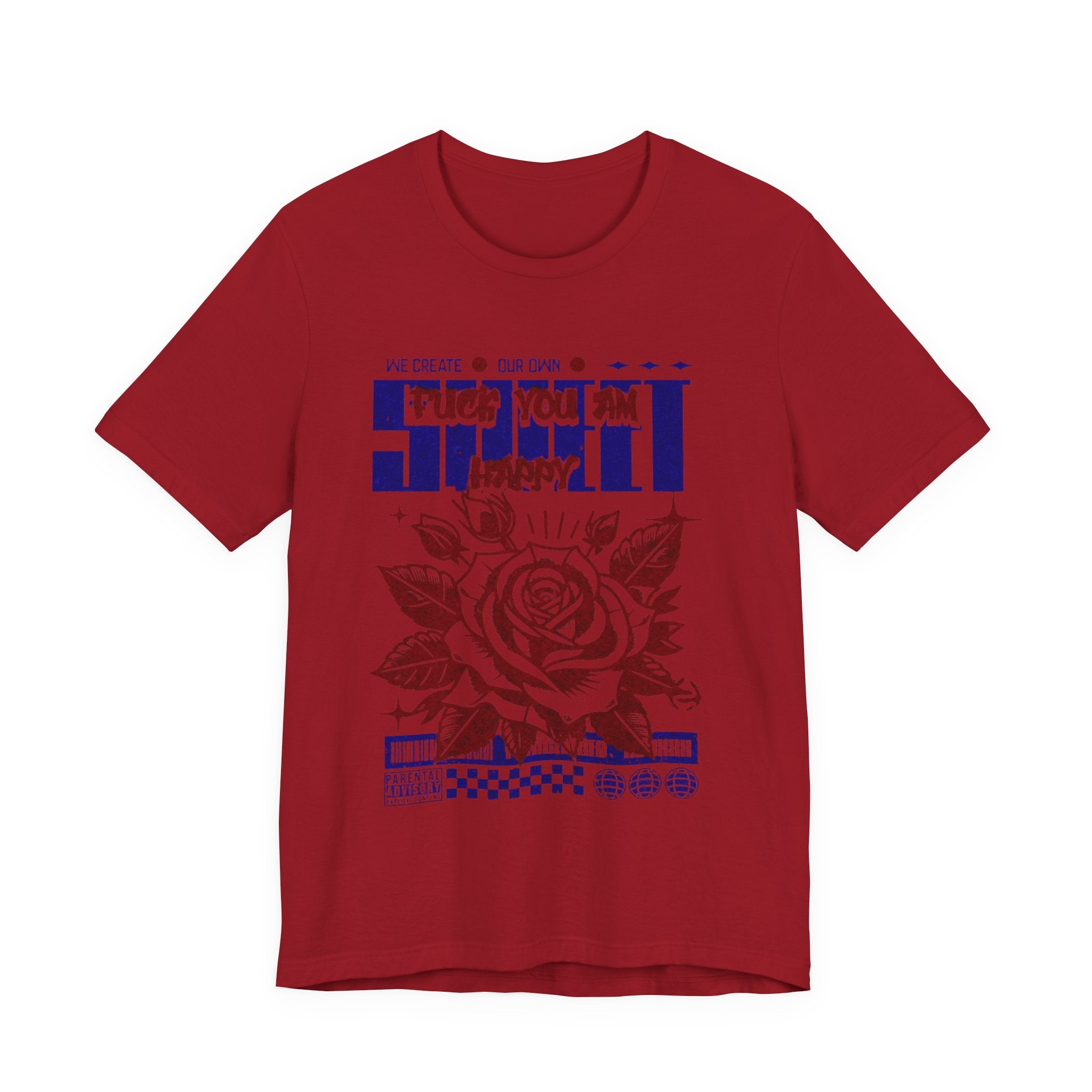 Rose Graphic Tee - 'Fuck You I'm Happy' - Unisex Jersey Short Sleeve T-shirt, Casual Wear, Gift for Friends, Everyday Fashion, [...]