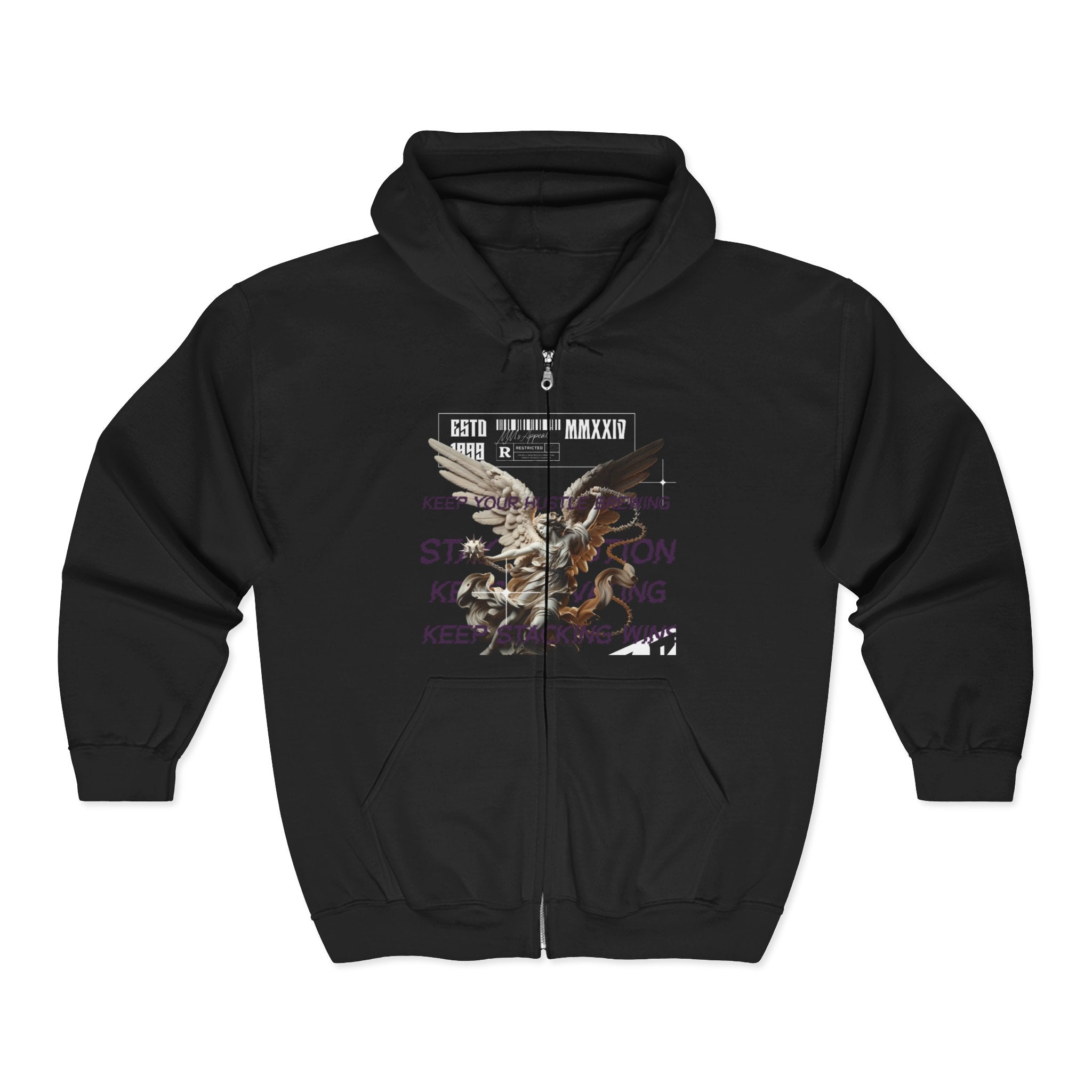 Bold Graphic Unisex Zip Hoodie - Streetwear, Casual Outfit, Gifts for Him/Her, Everyday Comfort, Unique Design