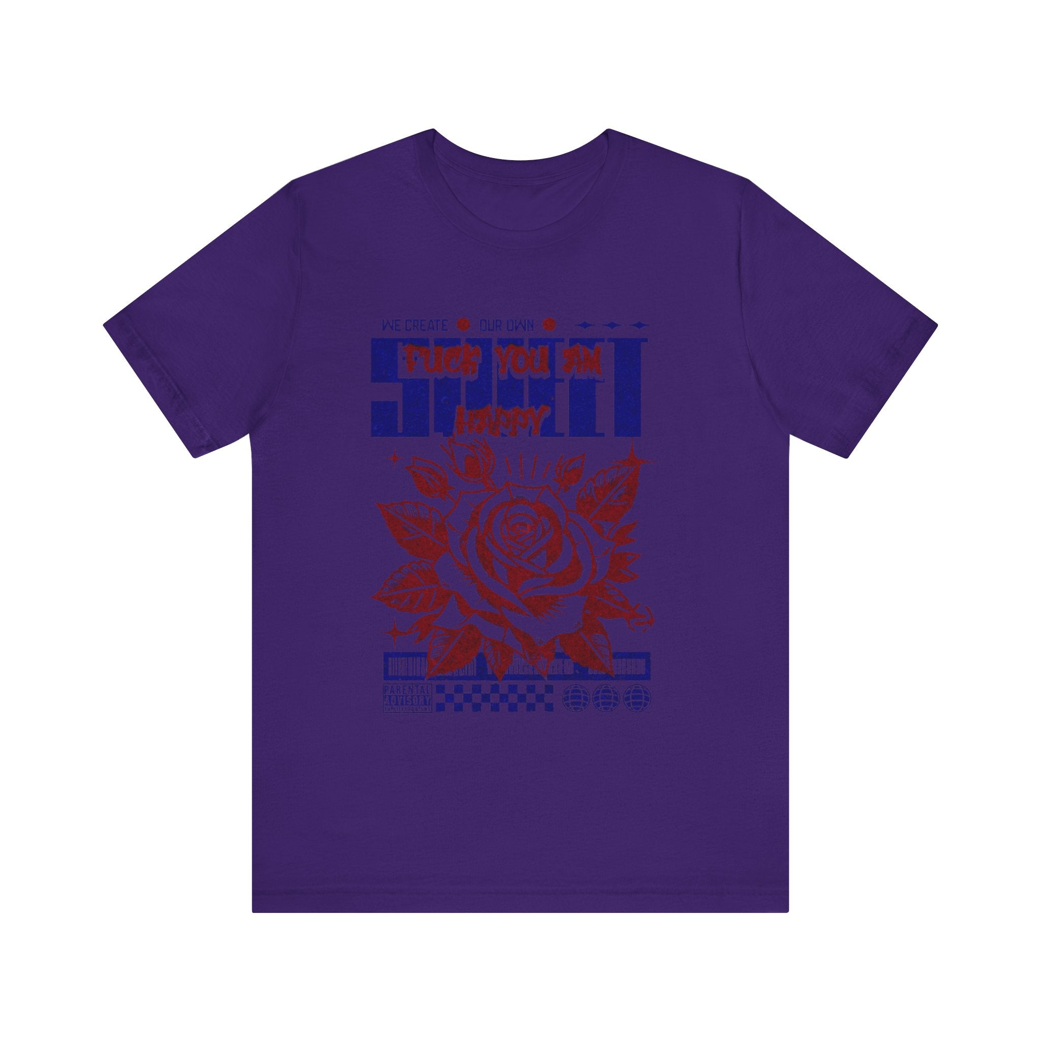 Rose Graphic Tee - 'Fuck You I'm Happy' - Unisex Jersey Short Sleeve T-shirt, Casual Wear, Gift for Friends, Everyday Fashion, [...]