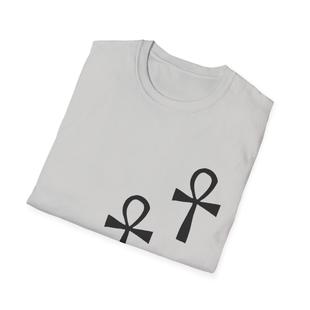 Ankh Symbol Unisex Softstyle T-Shirt, Bohemian Style Tee, Egyptian Themed Apparel, Gift for Spiritual Seekers, Everyday Wear