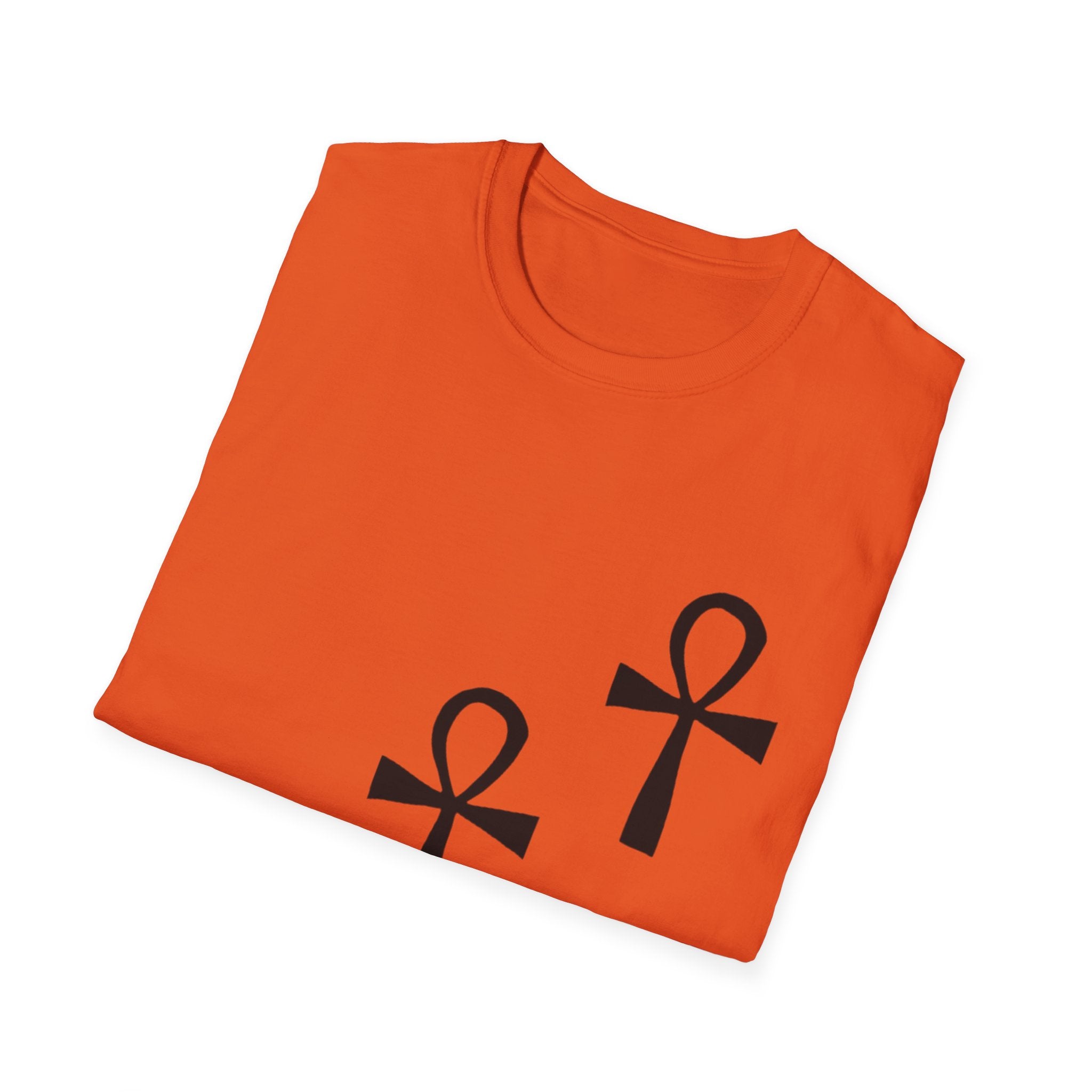 Ankh Symbol Unisex Softstyle T-Shirt, Bohemian Style Tee, Egyptian Themed Apparel, Gift for Spiritual Seekers, Everyday Wear