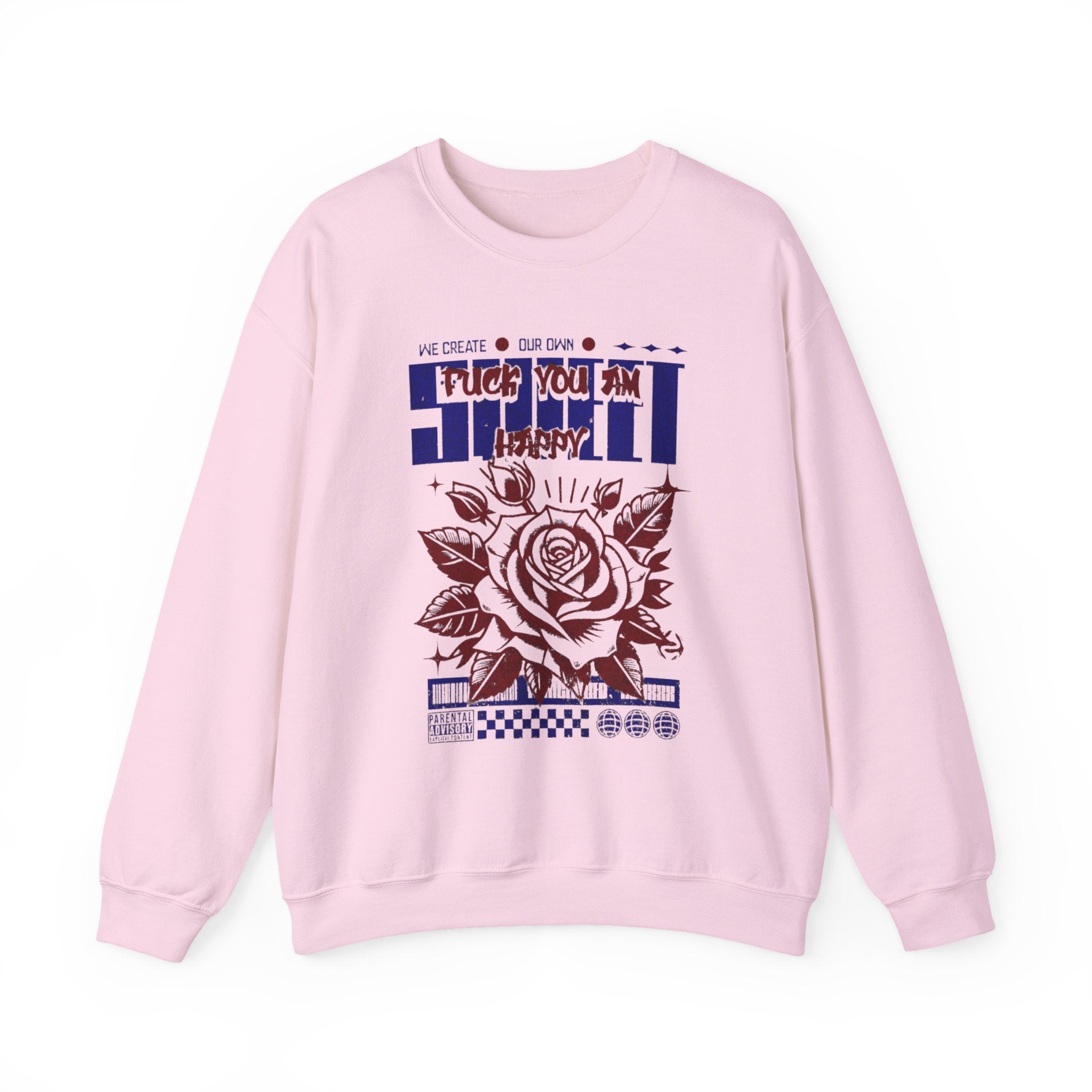 Happy Floral Crewneck Sweatshirt, Unisex Sweatshirt, Cozy Gift, Casual Fashion, Mother’s Day, Autumn Wear, Year-Round Comfort