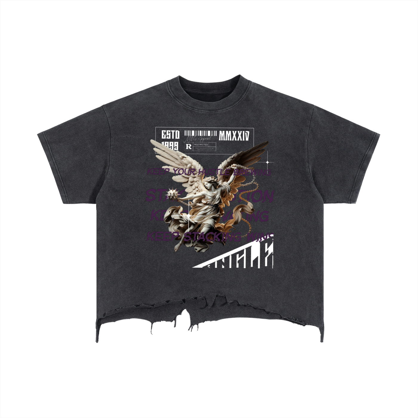 Vintage Wash Boxy Distressed Hem T-Shirt