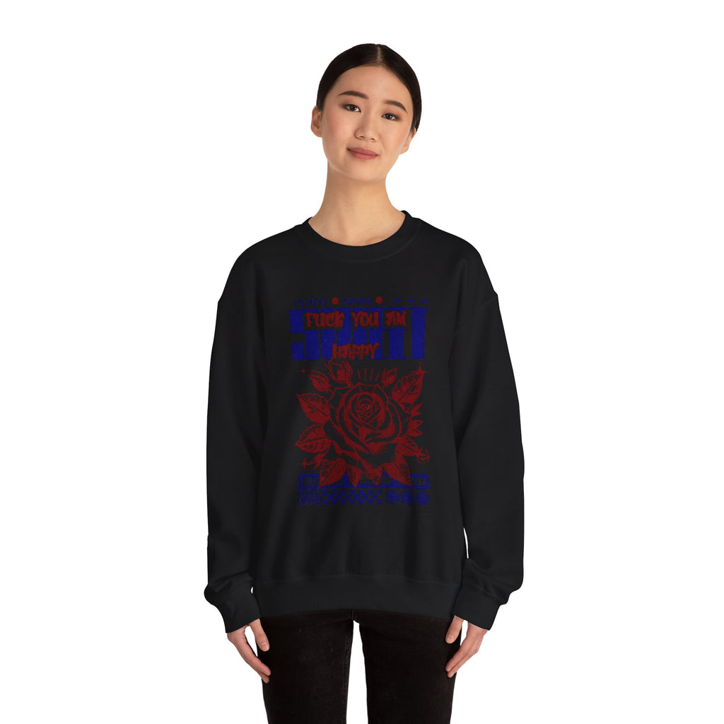 Happy Floral Crewneck Sweatshirt, Unisex Sweatshirt, Cozy Gift, Casual Fashion, Mother’s Day, Autumn Wear, Year-Round Comfort