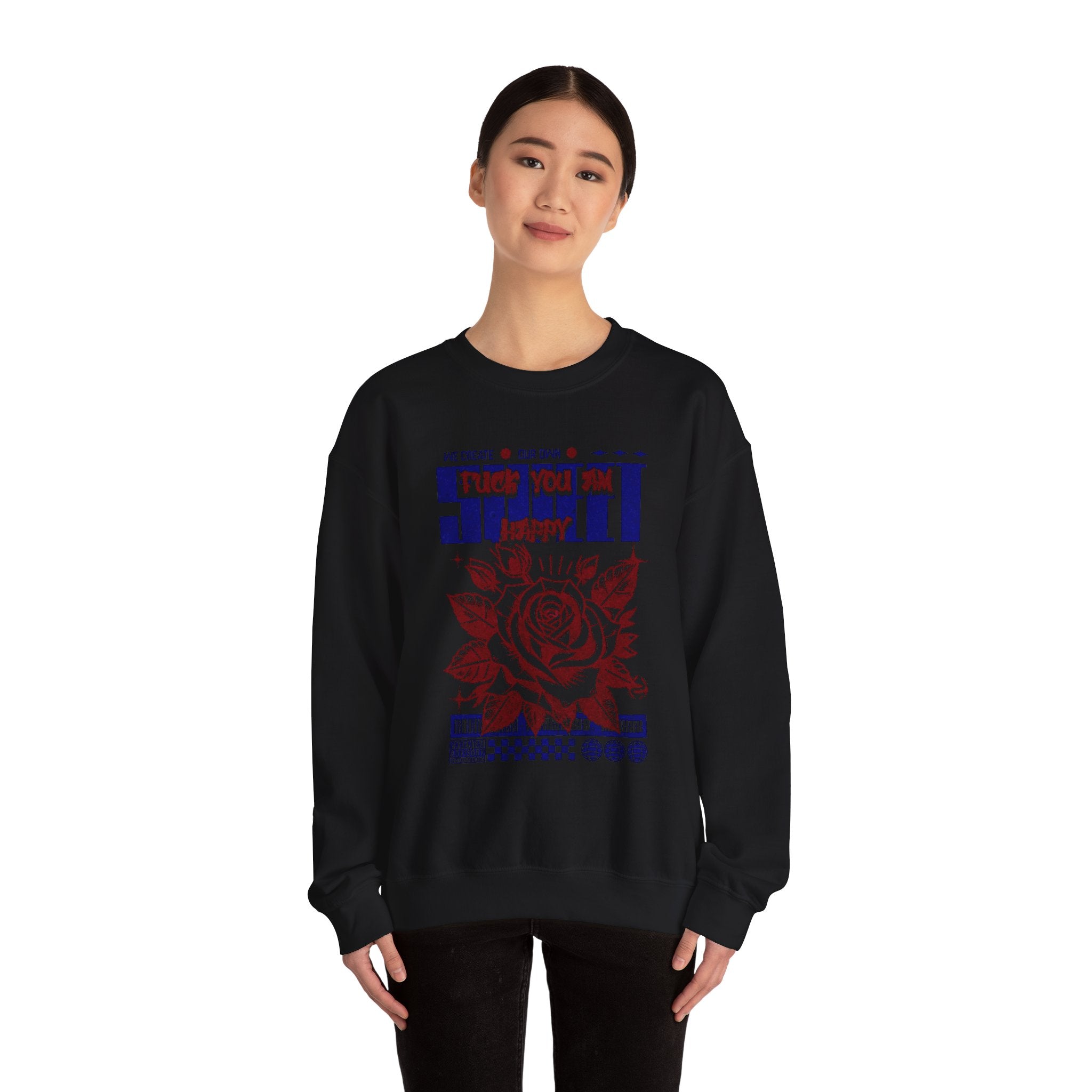 Happy Floral Crewneck Sweatshirt, Unisex Sweatshirt, Cozy Gift, Casual Fashion, Mother’s Day, Autumn Wear, Year-Round Comfort