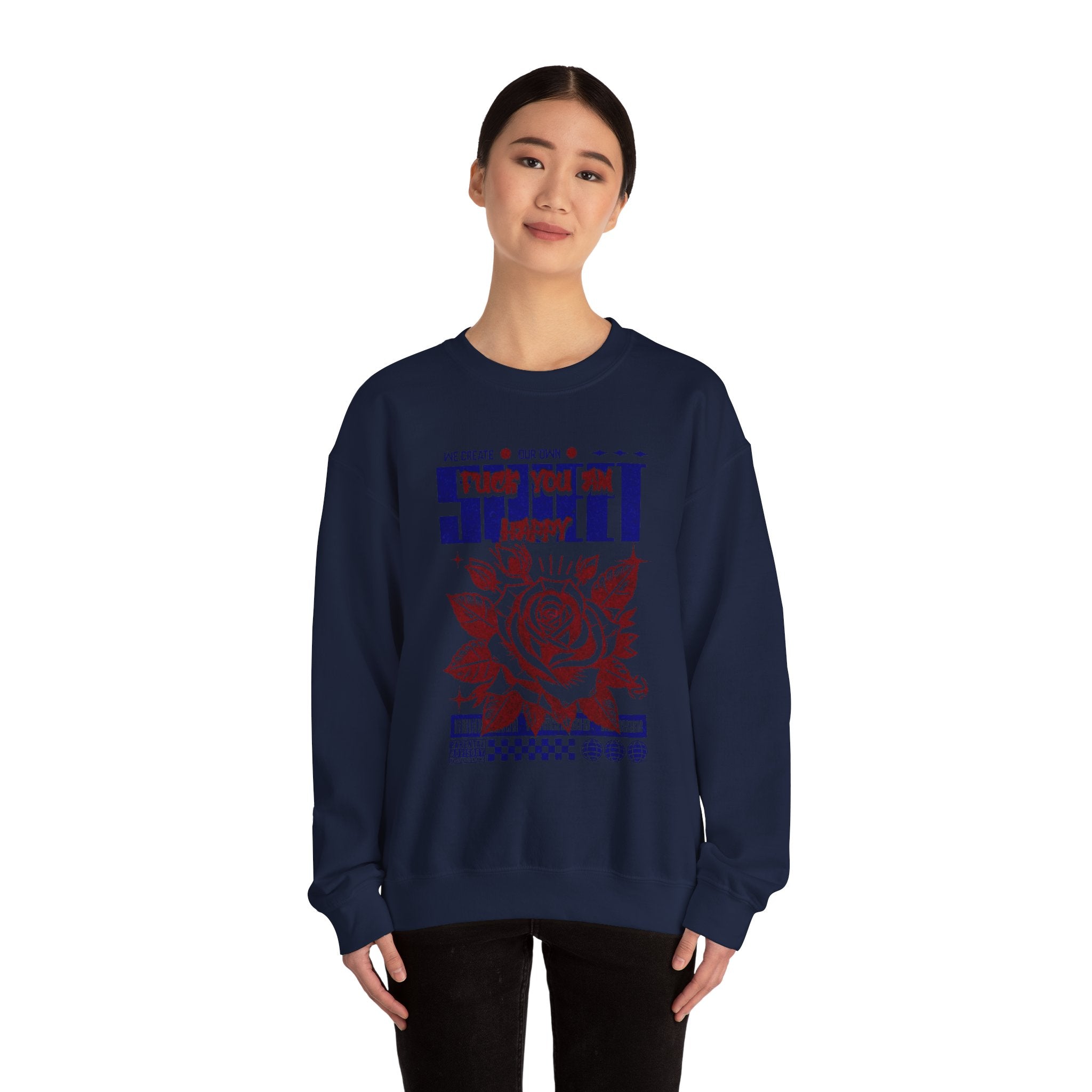 Happy Floral Crewneck Sweatshirt, Unisex Sweatshirt, Cozy Gift, Casual Fashion, Mother’s Day, Autumn Wear, Year-Round Comfort