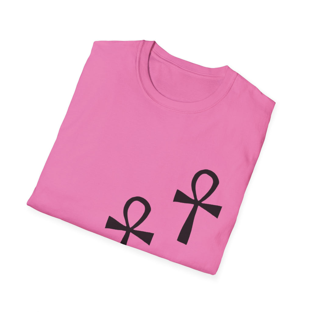 Ankh Symbol Unisex Softstyle T-Shirt, Bohemian Style Tee, Egyptian Themed Apparel, Gift for Spiritual Seekers, Everyday Wear
