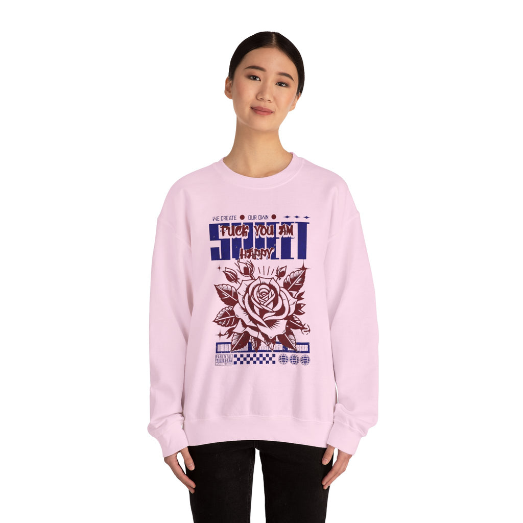 Happy Floral Crewneck Sweatshirt, Unisex Sweatshirt, Cozy Gift, Casual Fashion, Mother’s Day, Autumn Wear, Year-Round Comfort