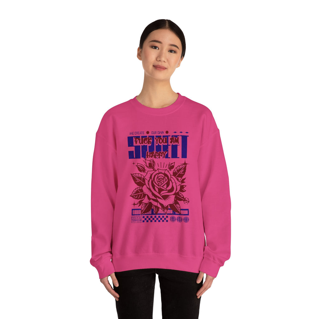 Happy Floral Crewneck Sweatshirt, Unisex Sweatshirt, Cozy Gift, Casual Fashion, Mother’s Day, Autumn Wear, Year-Round Comfort