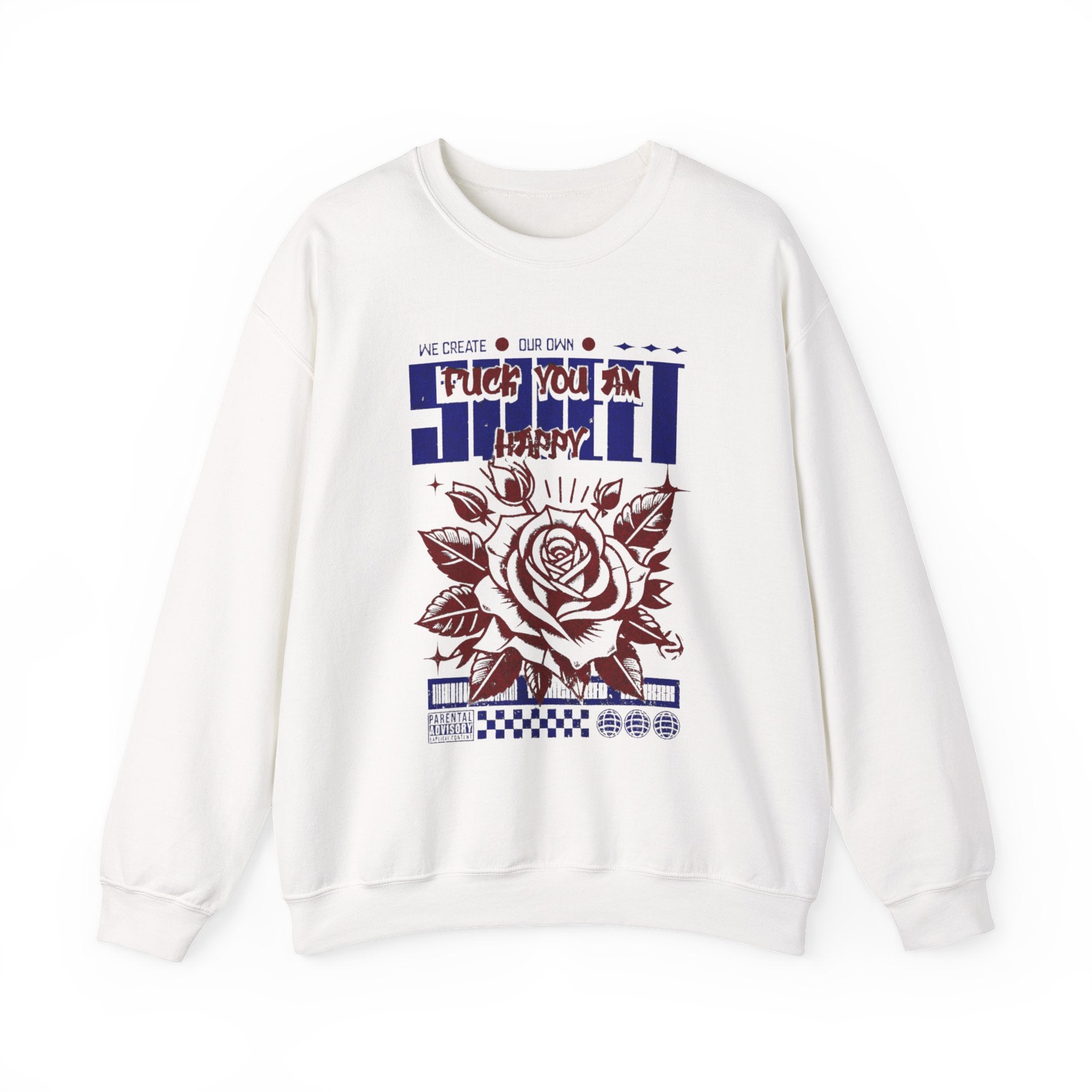 Happy Floral Crewneck Sweatshirt, Unisex Sweatshirt, Cozy Gift, Casual Fashion, Mother’s Day, Autumn Wear, Year-Round Comfort