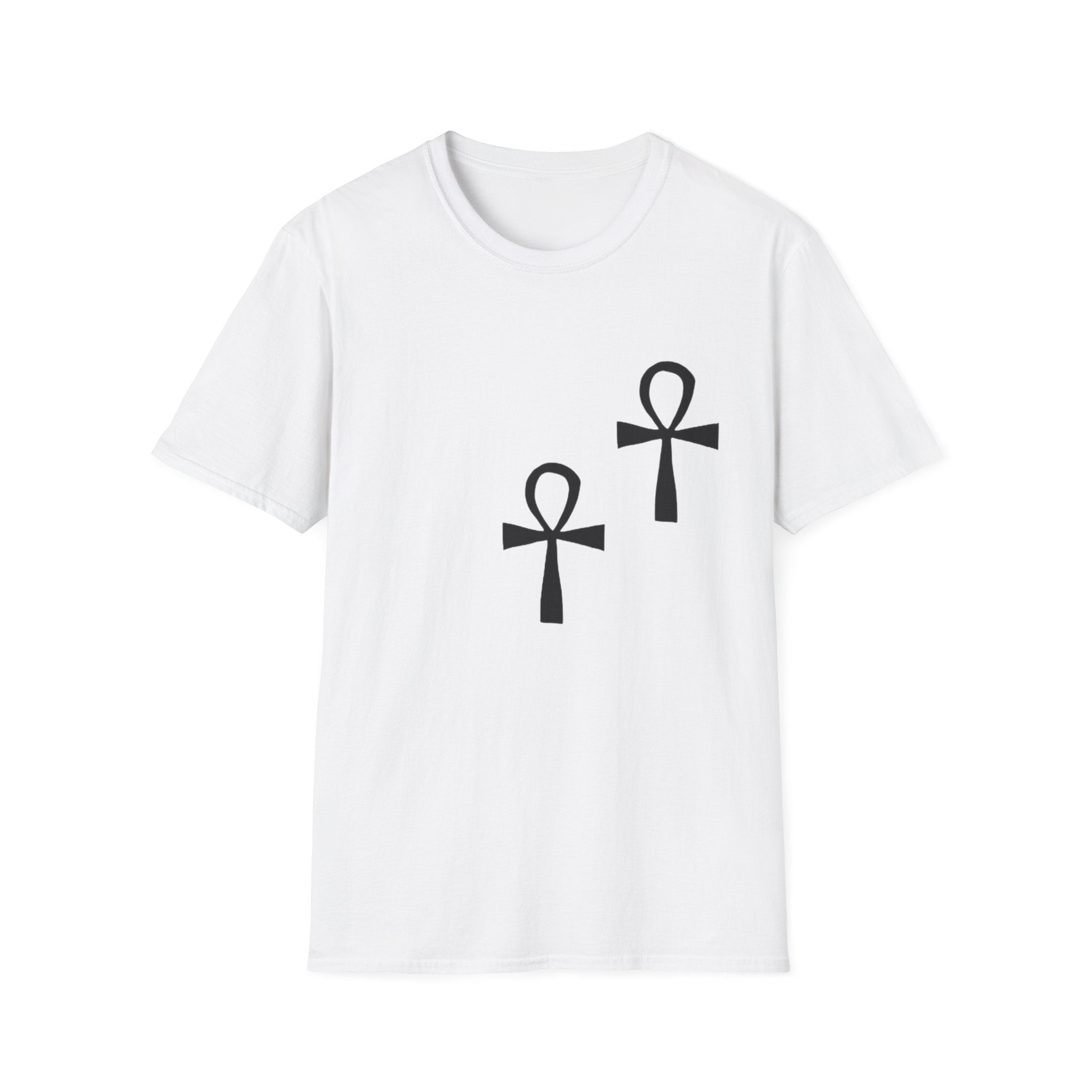 Ankh Symbol Unisex Softstyle T-Shirt, Bohemian Style Tee, Egyptian Themed Apparel, Gift for Spiritual Seekers, Everyday Wear