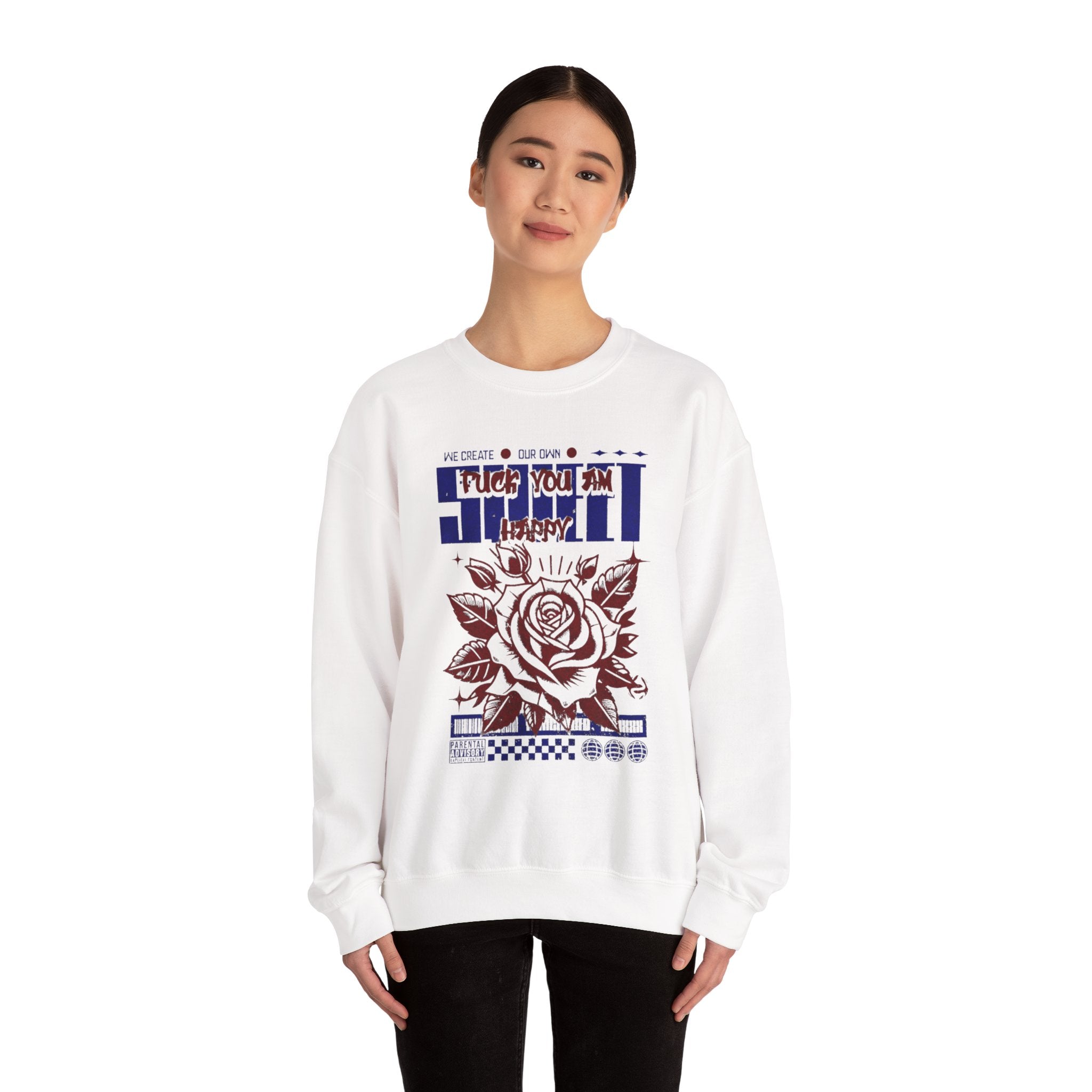 Happy Floral Crewneck Sweatshirt, Unisex Sweatshirt, Cozy Gift, Casual Fashion, Mother’s Day, Autumn Wear, Year-Round Comfort