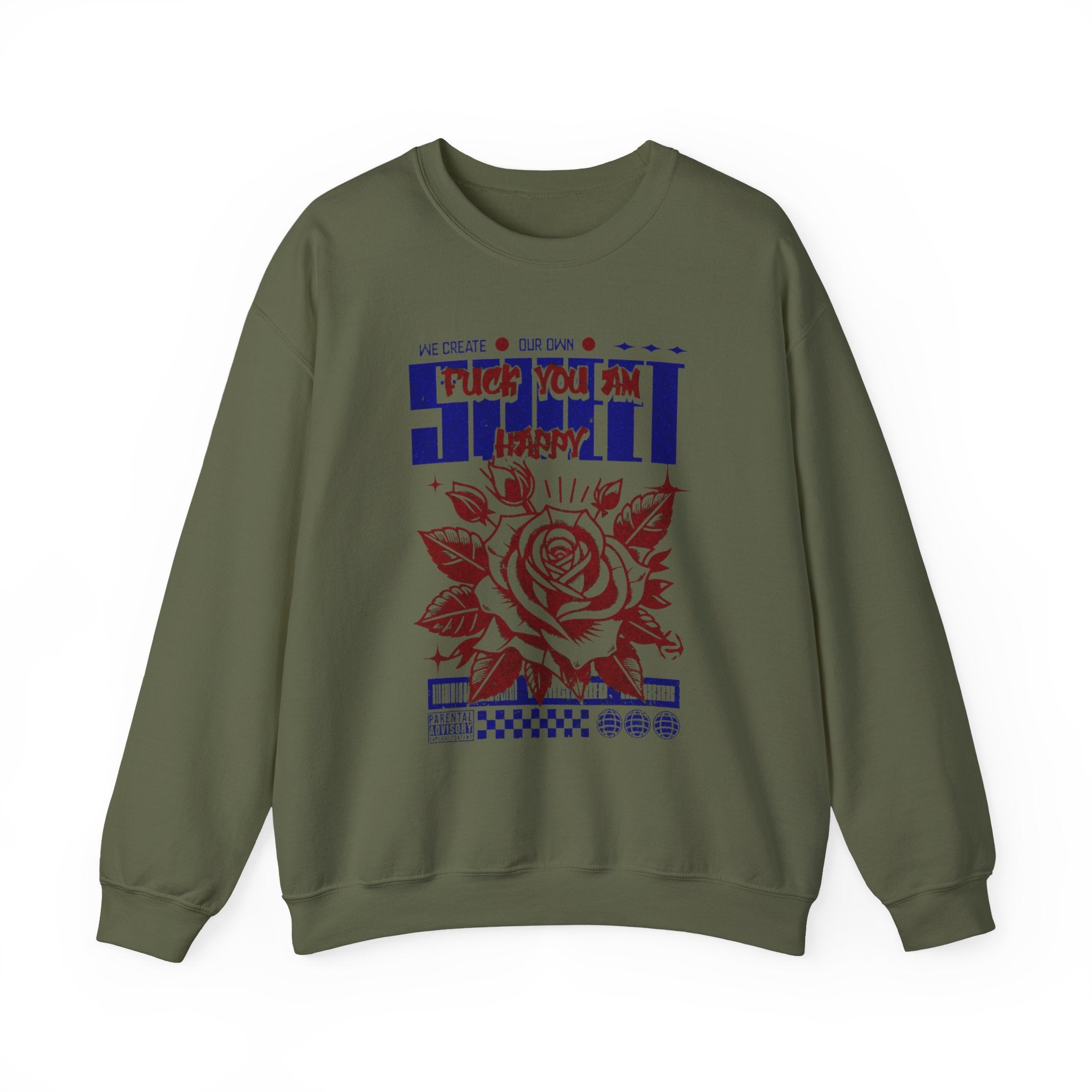 Happy Floral Crewneck Sweatshirt, Unisex Sweatshirt, Cozy Gift, Casual Fashion, Mother’s Day, Autumn Wear, Year-Round Comfort