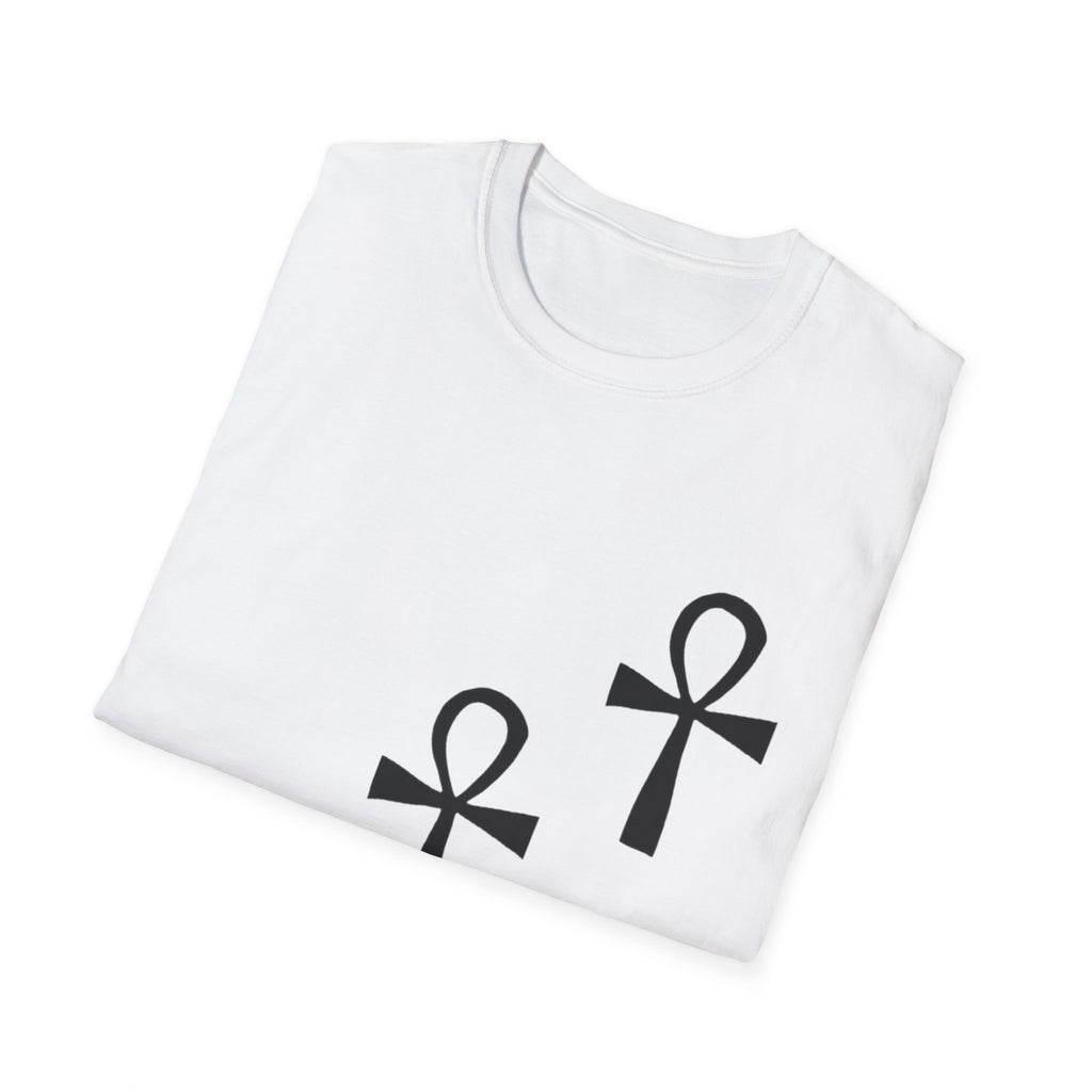 Ankh Symbol Unisex Softstyle T-Shirt, Bohemian Style Tee, Egyptian Themed Apparel, Gift for Spiritual Seekers, Everyday Wear