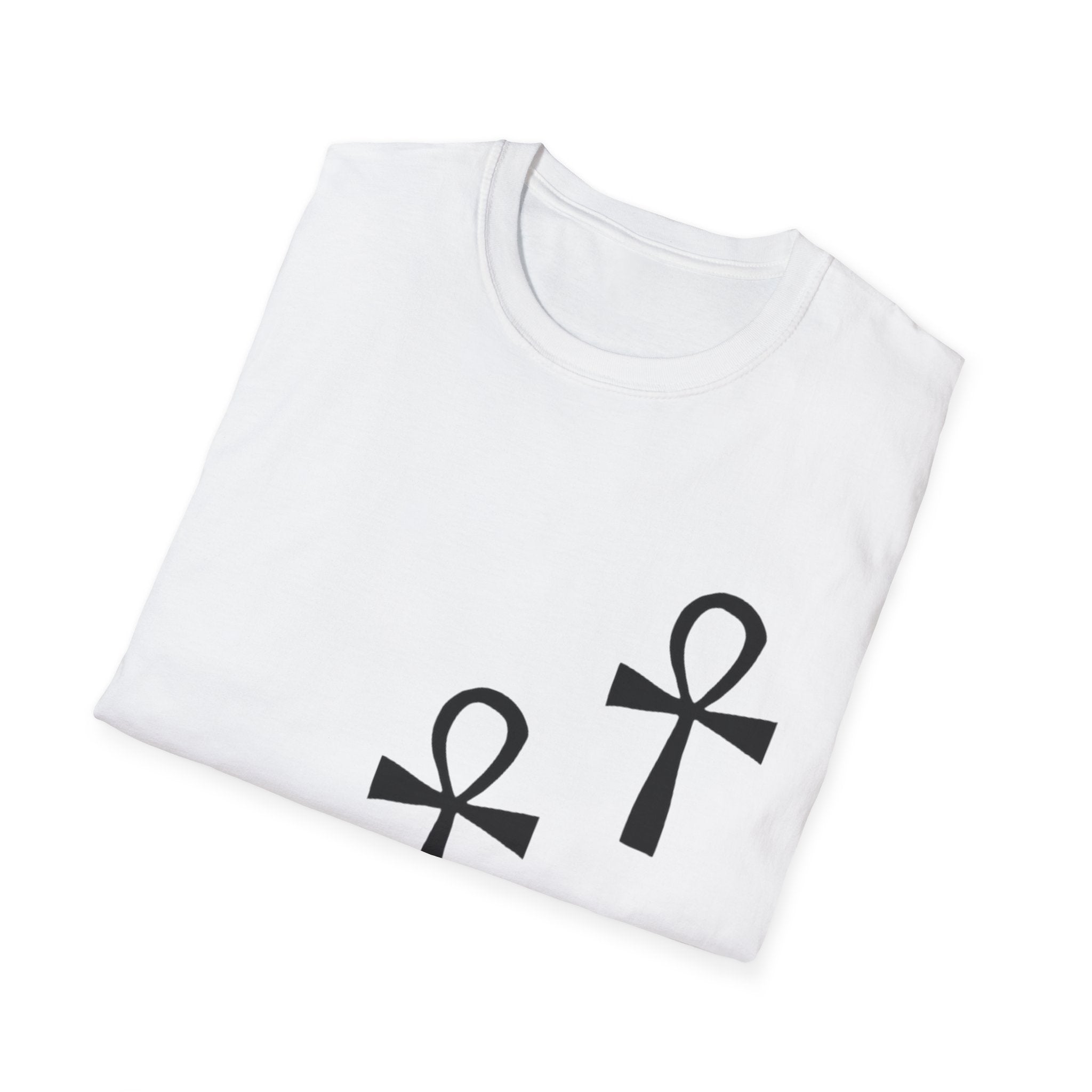 Ankh Symbol Unisex Softstyle T-Shirt, Bohemian Style Tee, Egyptian Themed Apparel, Gift for Spiritual Seekers, Everyday Wear