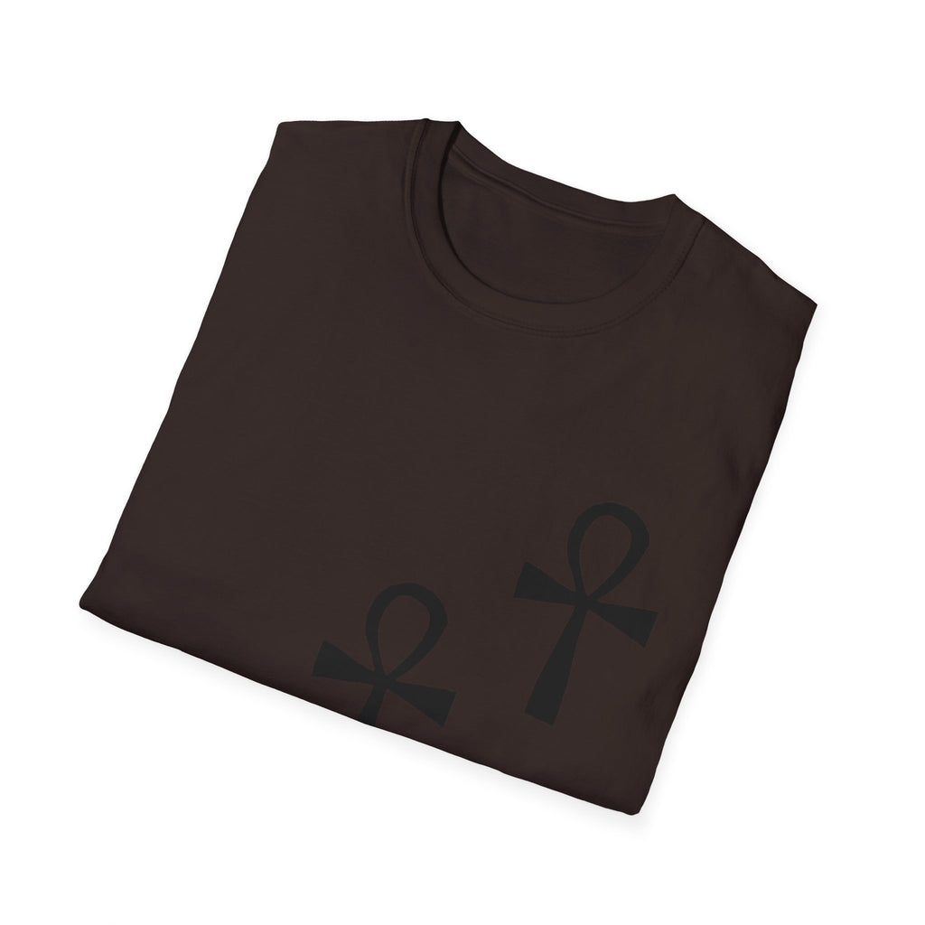 Ankh Symbol Unisex Softstyle T-Shirt, Bohemian Style Tee, Egyptian Themed Apparel, Gift for Spiritual Seekers, Everyday Wear