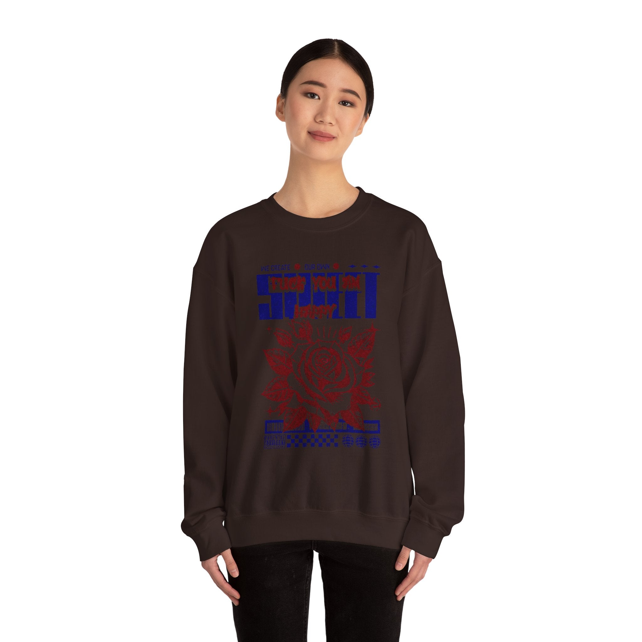 Happy Floral Crewneck Sweatshirt, Unisex Sweatshirt, Cozy Gift, Casual Fashion, Mother’s Day, Autumn Wear, Year-Round Comfort