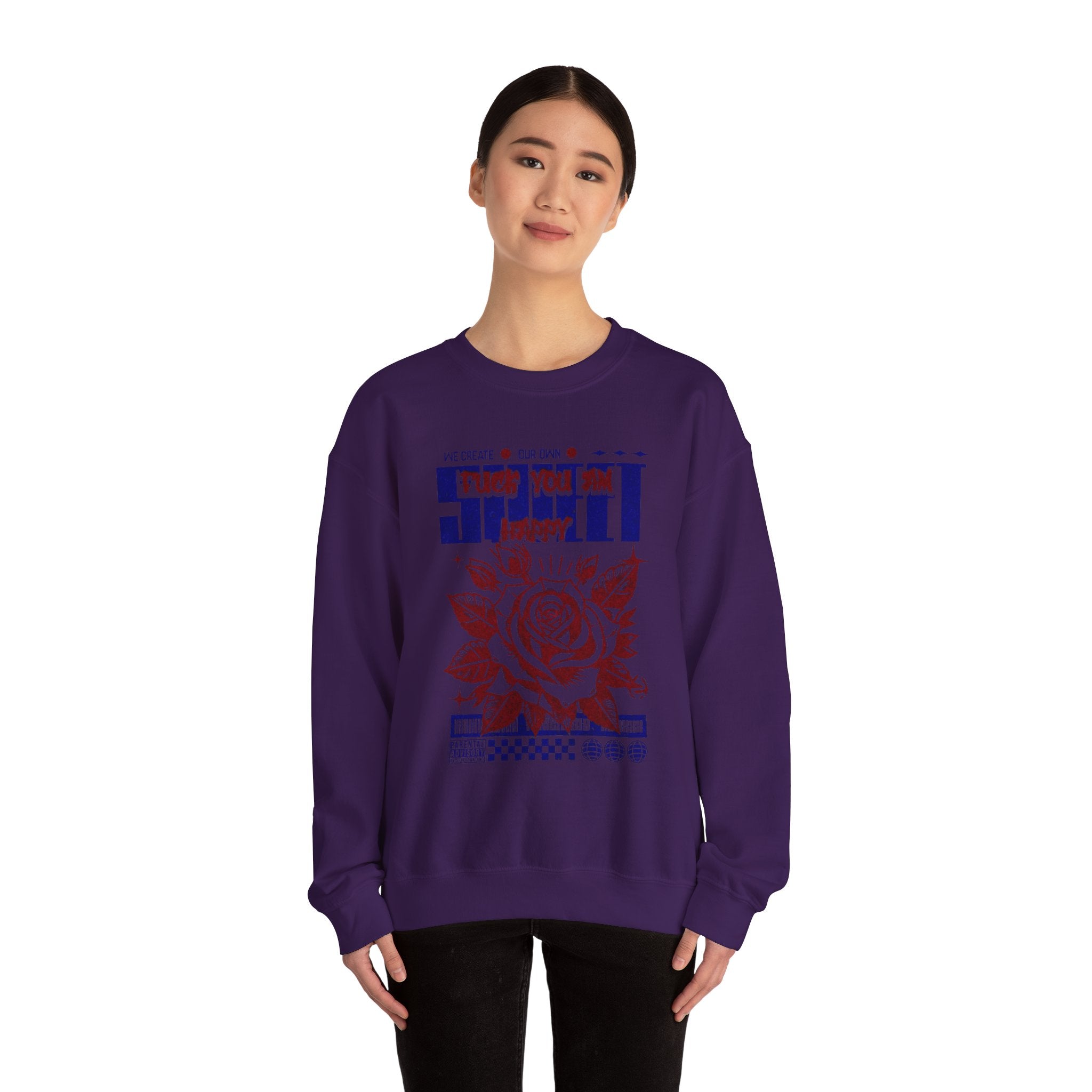 Happy Floral Crewneck Sweatshirt, Unisex Sweatshirt, Cozy Gift, Casual Fashion, Mother’s Day, Autumn Wear, Year-Round Comfort