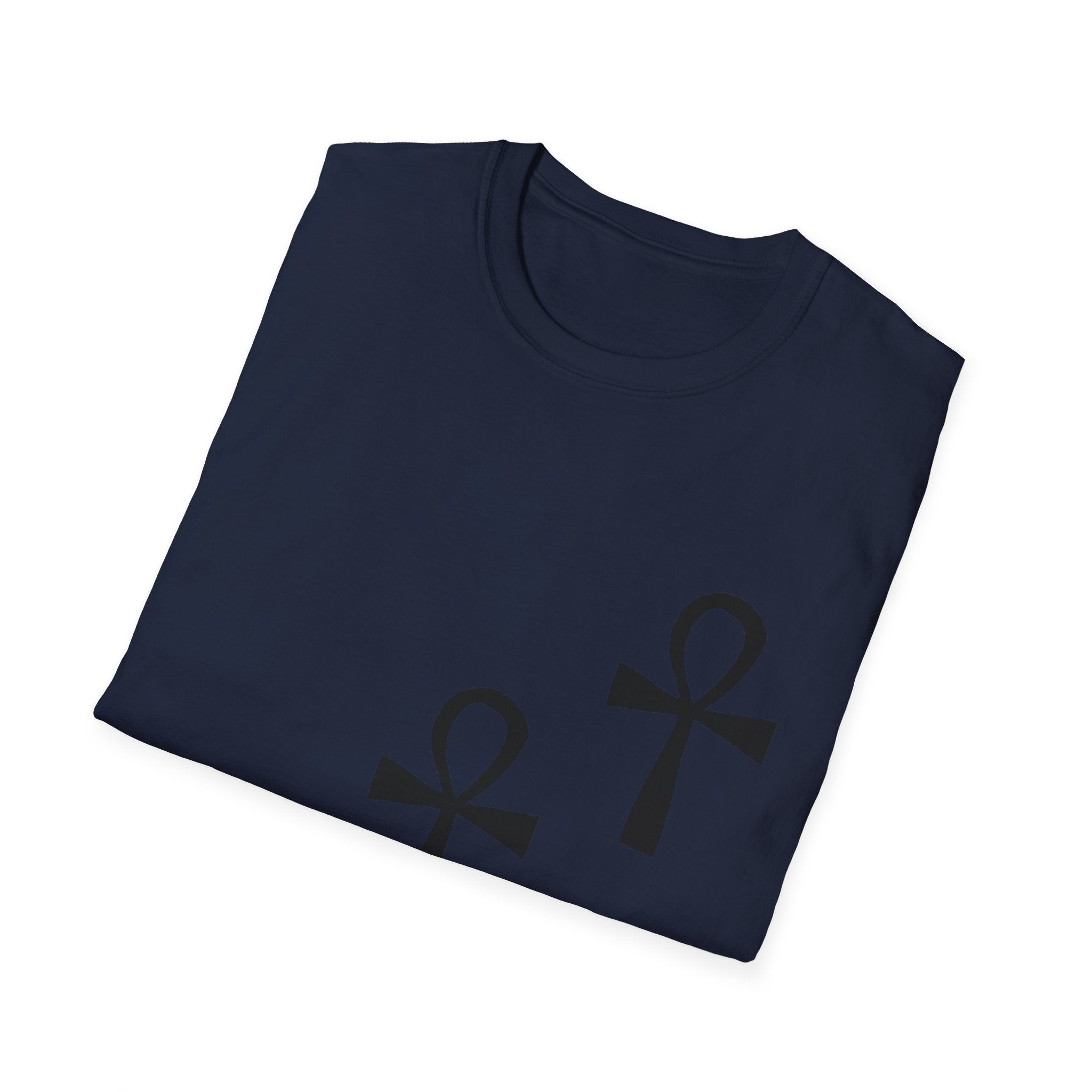 Ankh Symbol Unisex Softstyle T-Shirt, Bohemian Style Tee, Egyptian Themed Apparel, Gift for Spiritual Seekers, Everyday Wear