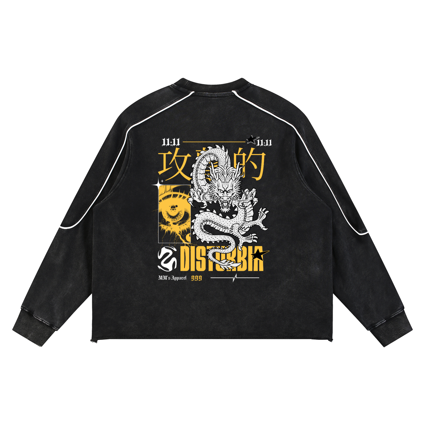 Mineral Wash Piping Raw Hem Sweatshirt