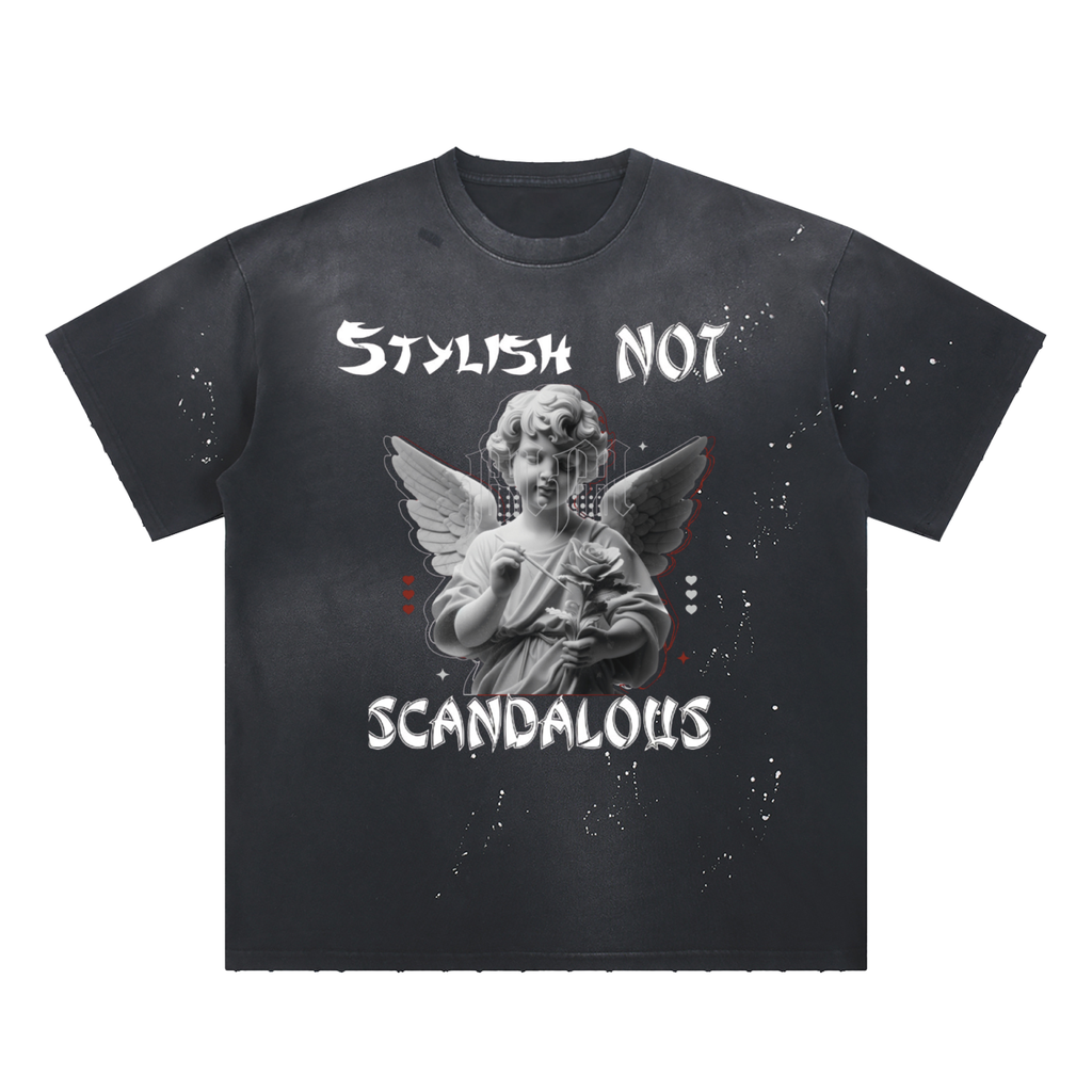 Hand-Frayed Sunfade Paint Splatter T-Shirt